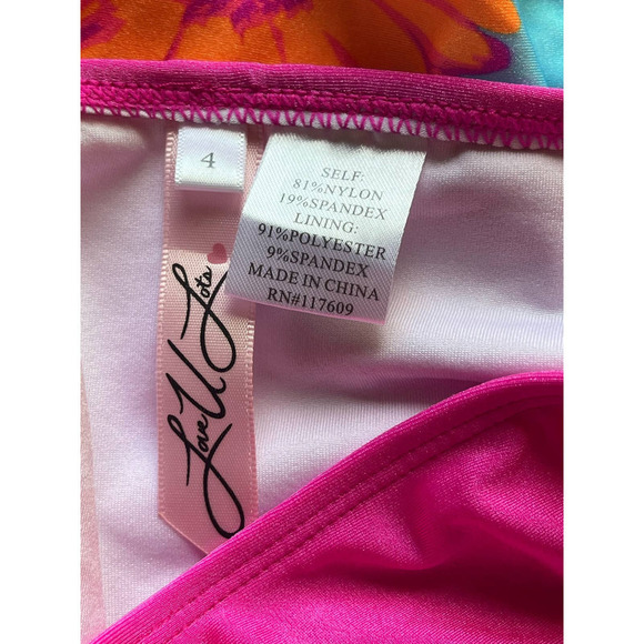 Love U LOTS NWT DAISY TANKINI WITH UPF 50+ AQUA AND PINK SET FOR GIRLS SIZE 4 - Picture 4 of 9